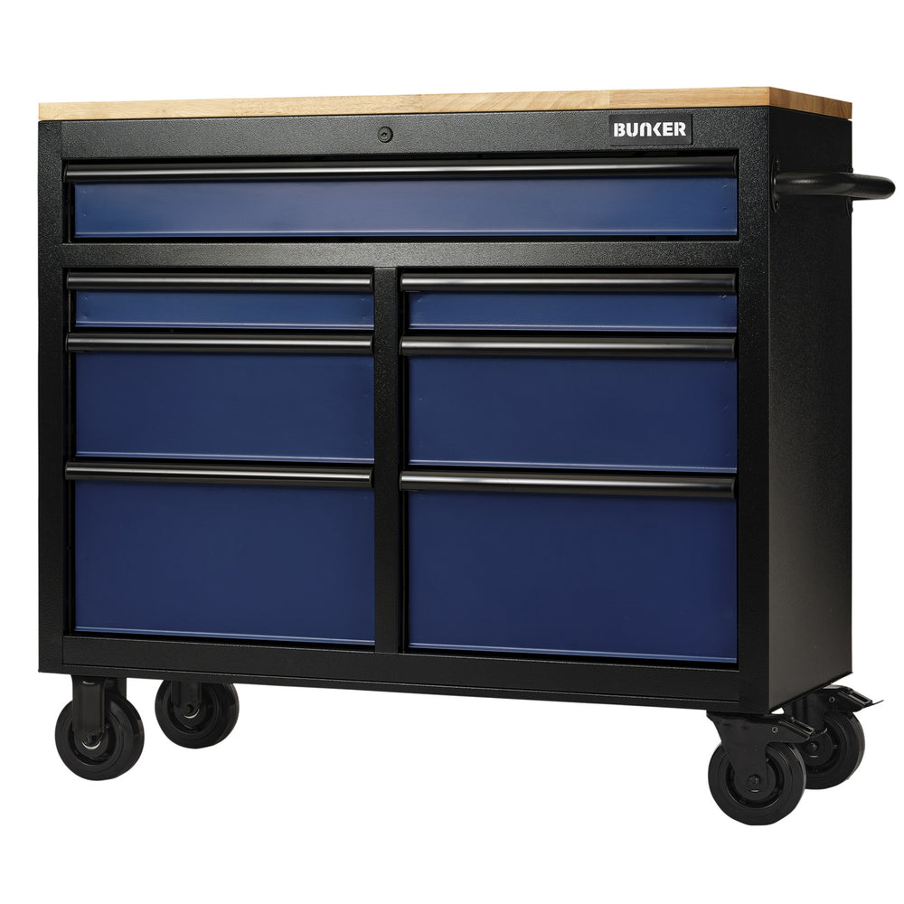 BUNKER gereedschapswagen/werkbank met 7 laden, 86 cm, blauw