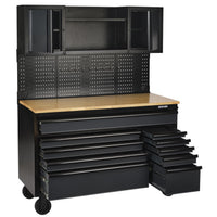 BUNKER werkstation met werkblad en 10 laden, 142 cm, grijs