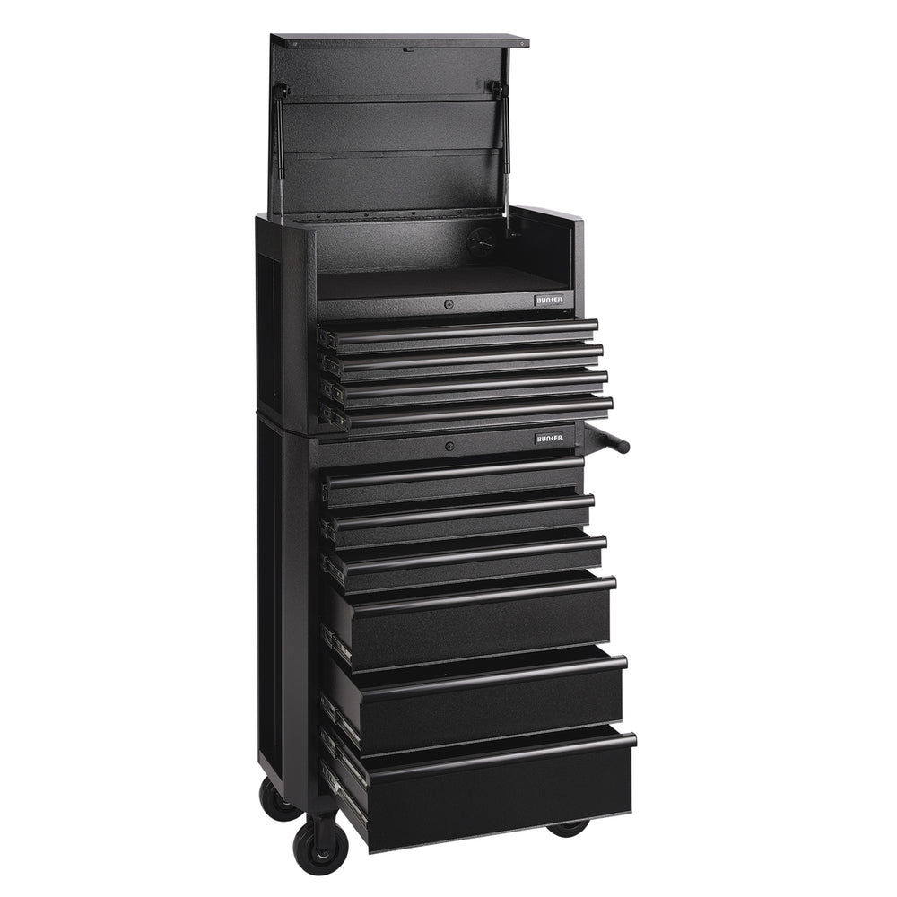 BUNKER 10 Drawer Combined Roller Cabinet and Tool Chest, 26", Black