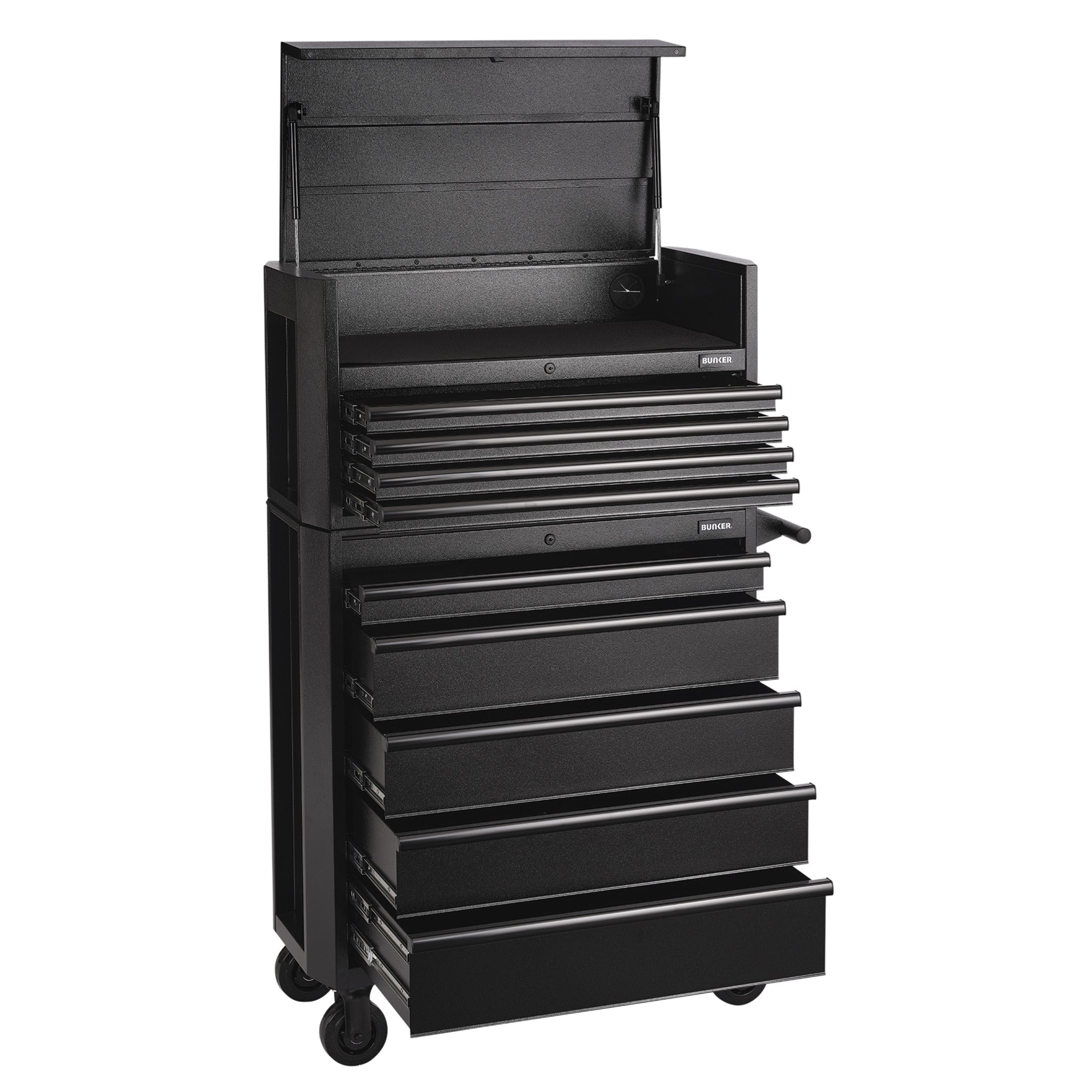 BUNKER 9 Drawer Combined Roller Cabinet and Tool Chest, 36", Black