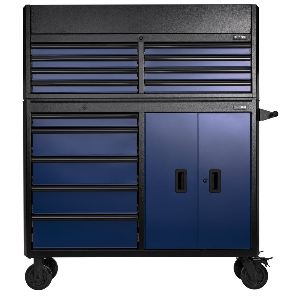 BUNKER 13 Drawer Combined Roller Cabinet and Tool Chest, 52", Blue