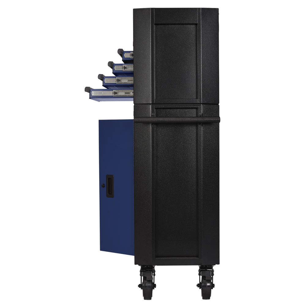 BUNKER gereedschapswagen met topkoffer, 13 laden, 131 cm, blauw