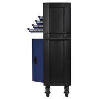 BUNKER gereedschapswagen met topkoffer, 13 laden, 131 cm, blauw