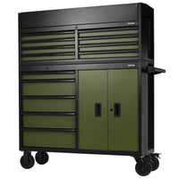 BUNKER gereedschapswagen met topkoffer, 13 laden, 131 cm, blauw