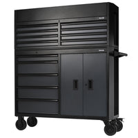 BUNKER gereedschapswagen met topkoffer, 13 laden, 131 cm, blauw