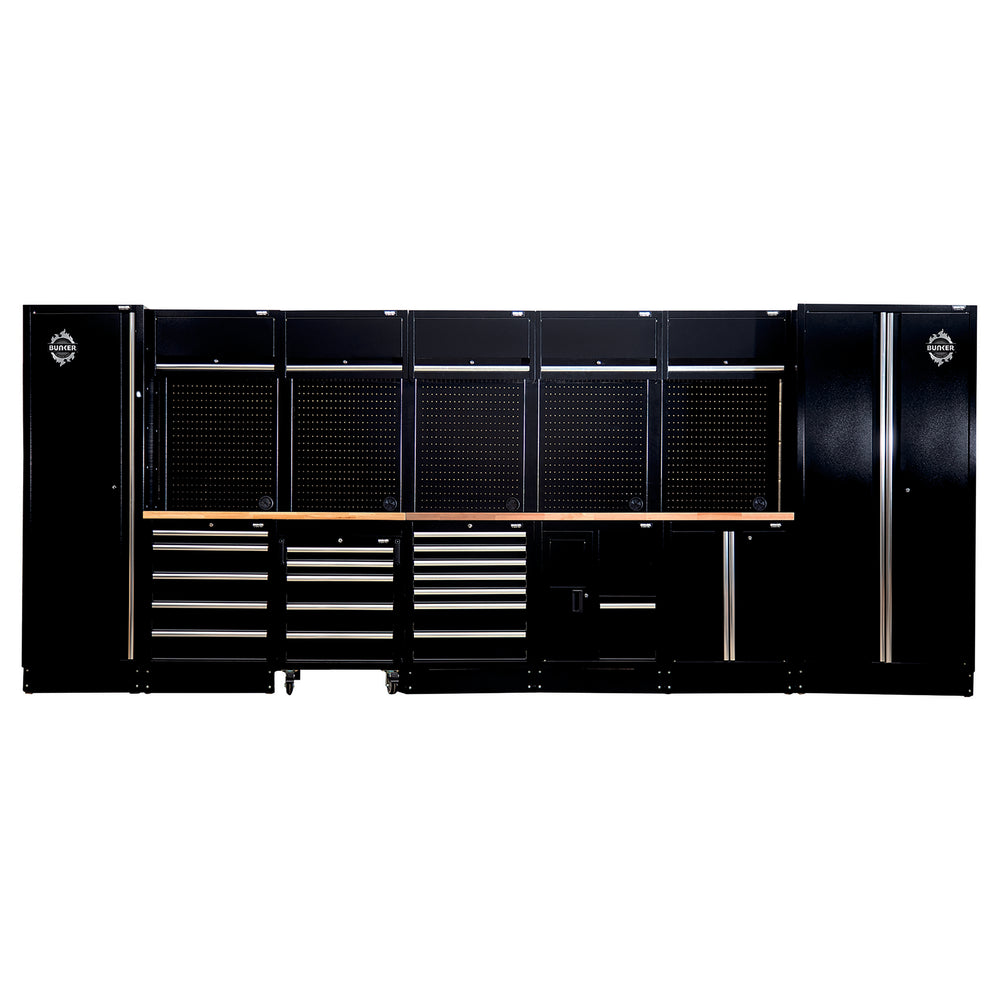 BUNKER modulaire opbergcombinatie met roestvrijstalen werkblad, 25-delig, 4915 mm