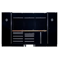 BUNKER modulaire opbergcombinatie met roestvrijstalen werkblad, 16-delig, 3240 mm