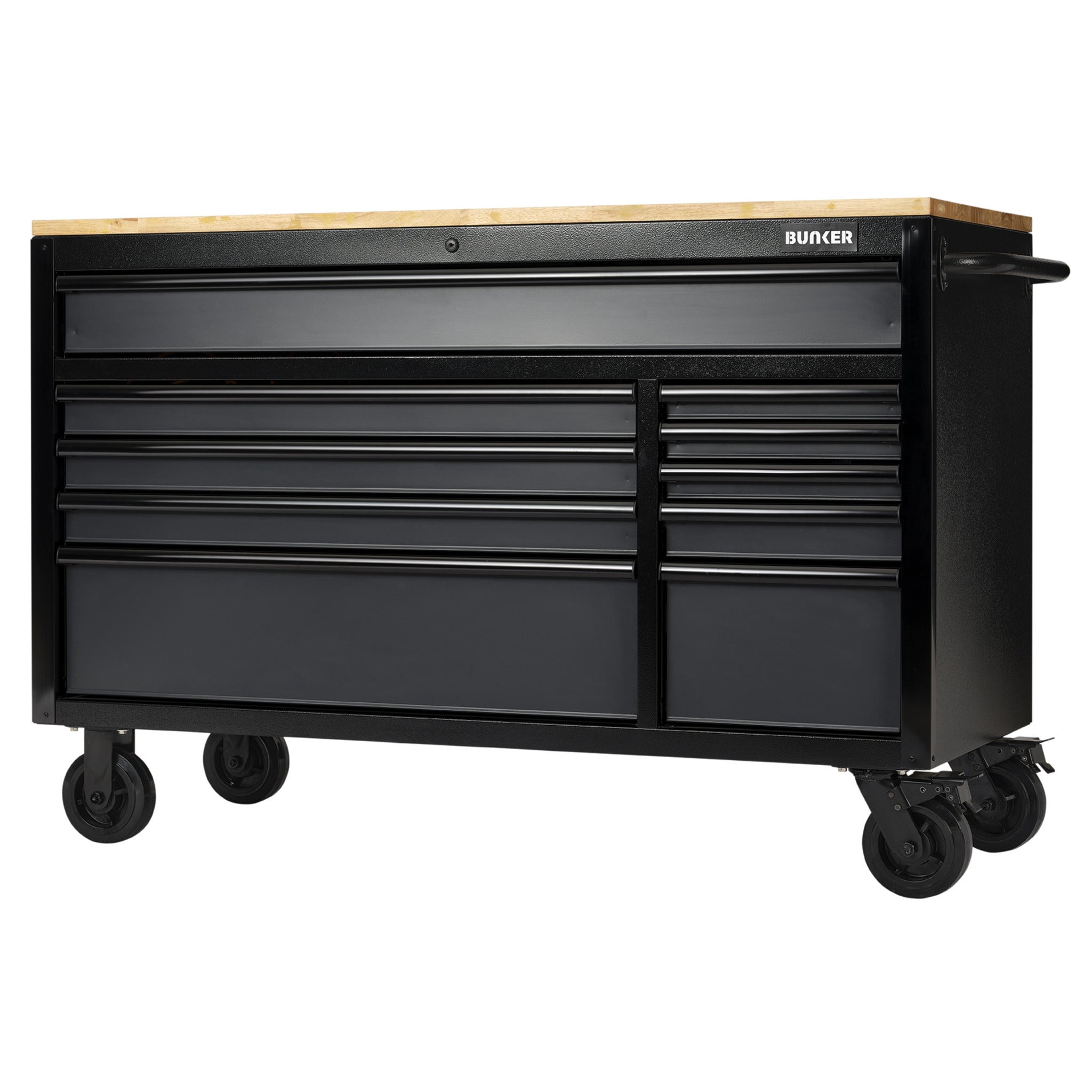 BUNKER gereedschapswagen/werkbank met 10 laden, 142 cm, lichtgrijs
