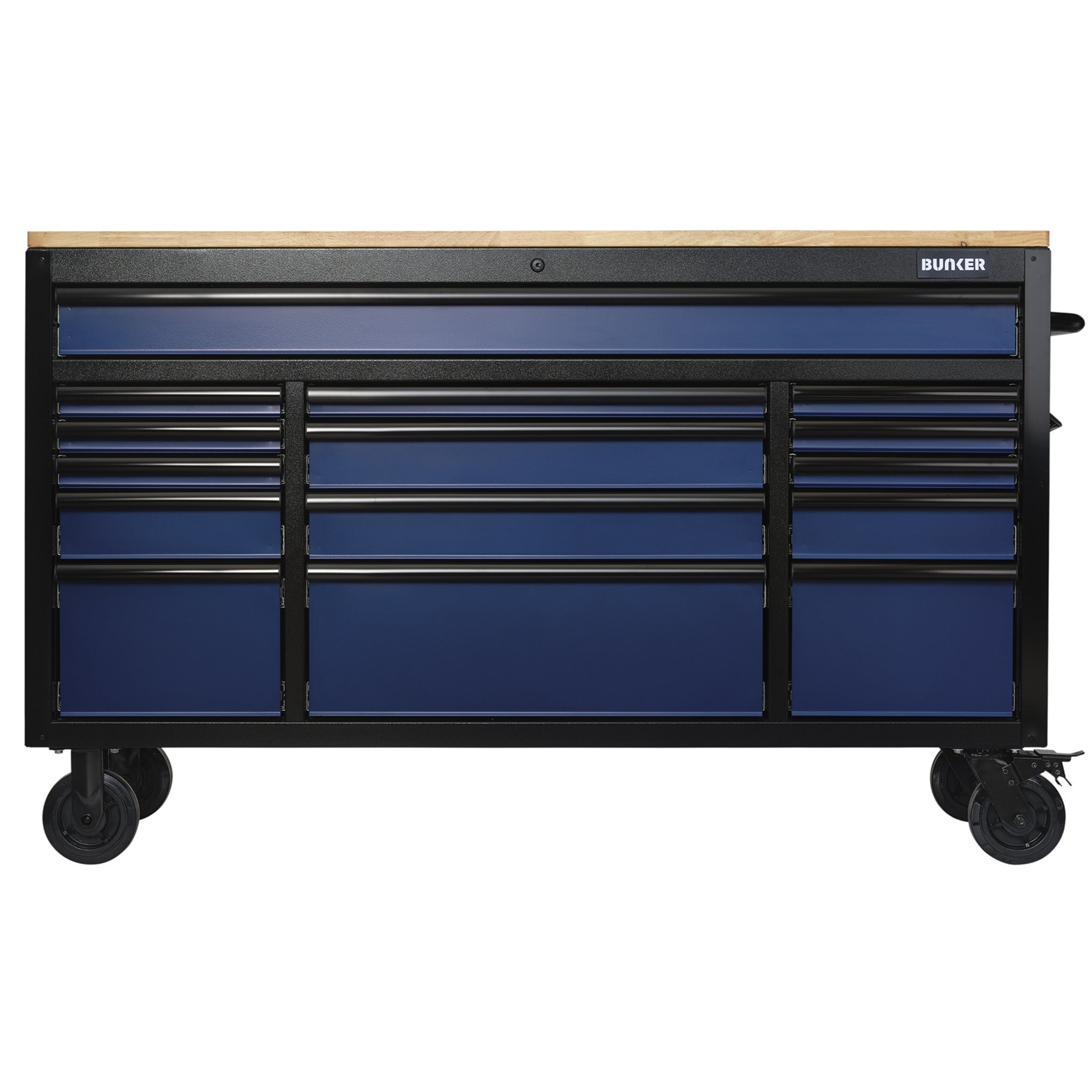 BUNKER gereedschapswagen/werkbank met 15 laden, 155 cm, grijs