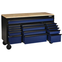 BUNKER gereedschapswagen/werkbank met 15 laden, 155 cm, grijs