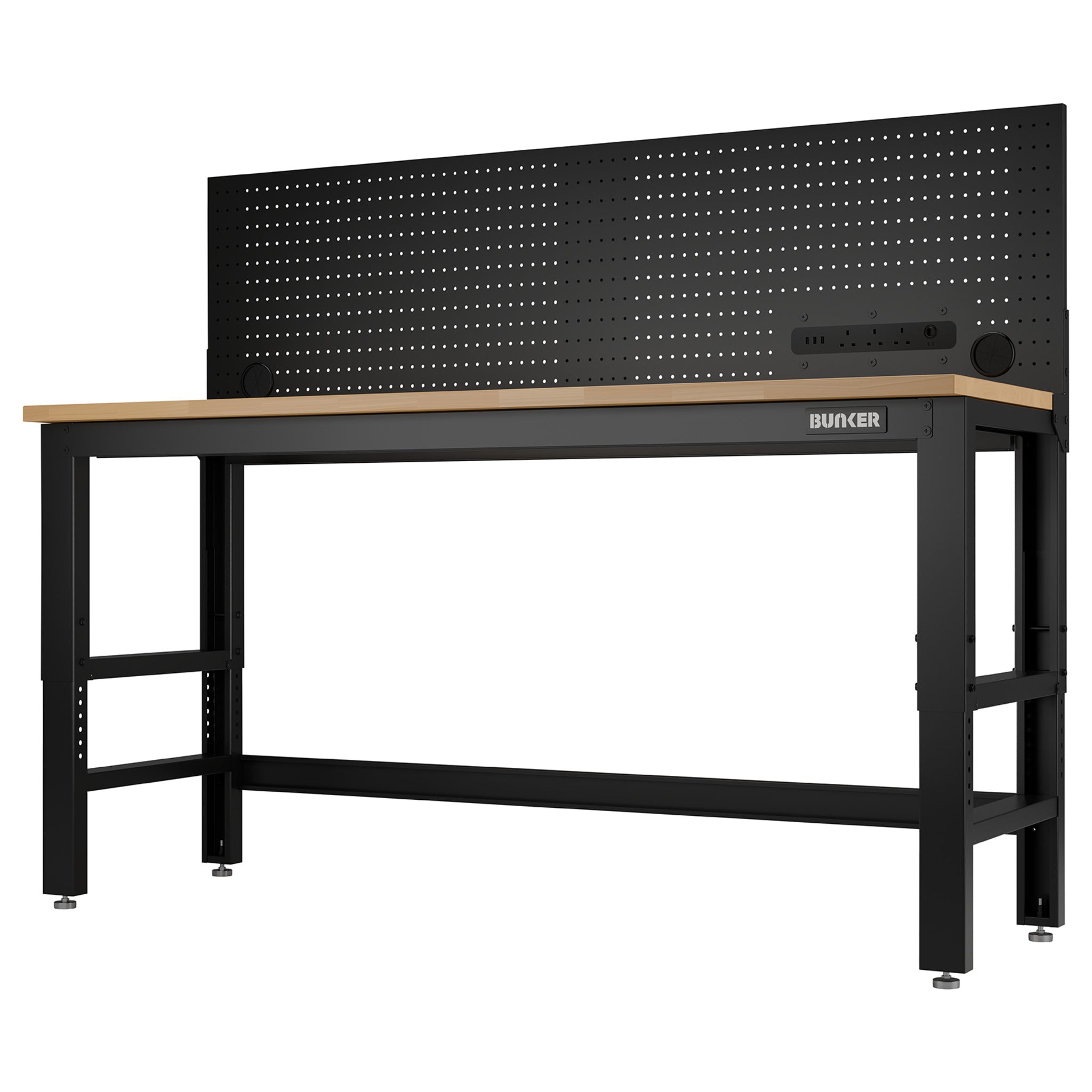 BUNKER® Workbench with Worktop and Power Pegboard, 1830mm