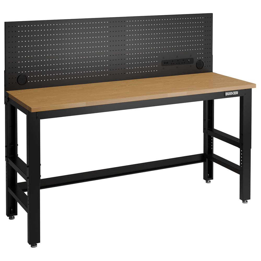 BUNKER® Workbench with Worktop and Power Pegboard, 1830mm