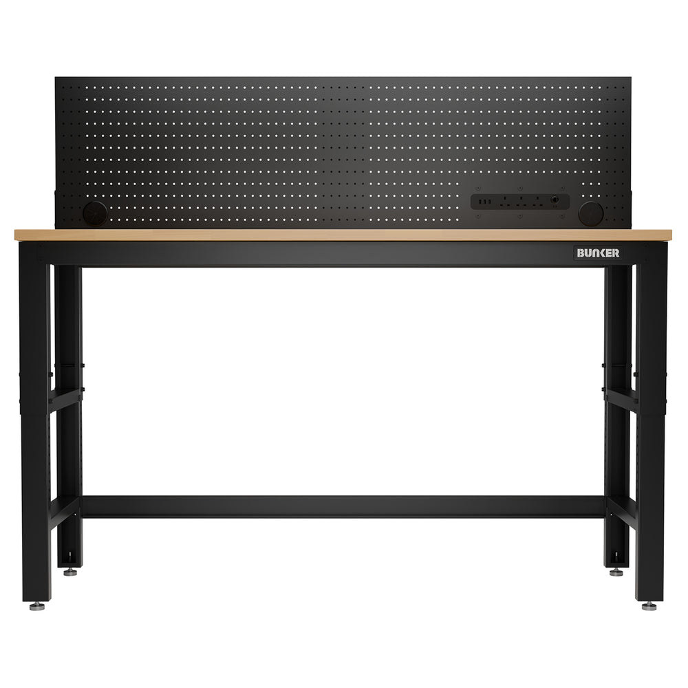 BUNKER® Workbench with Worktop and Power Pegboard, 1830mm