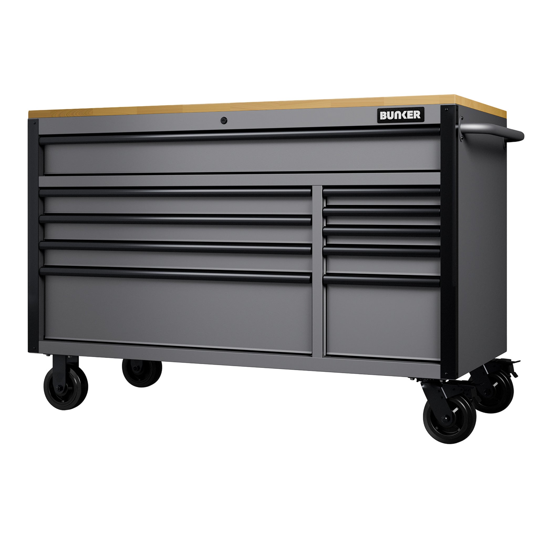 BUNKER gereedschapswagen/werkbank met 10 laden, 142 cm, lichtgrijs