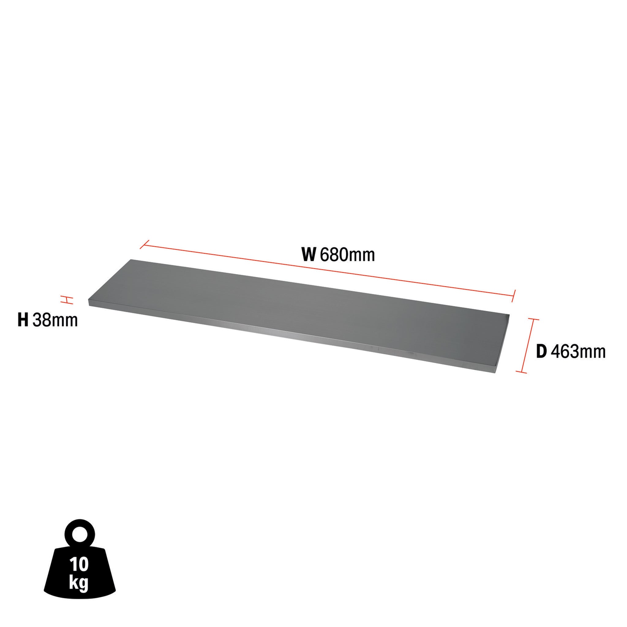 BUNKER Modular Stainless Steel Worktop, 680mm