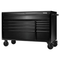 BUNKER® gereedschapskast op wielen met werkbank, 10 laden en zwart roestvrijstalen werkblad, 56″