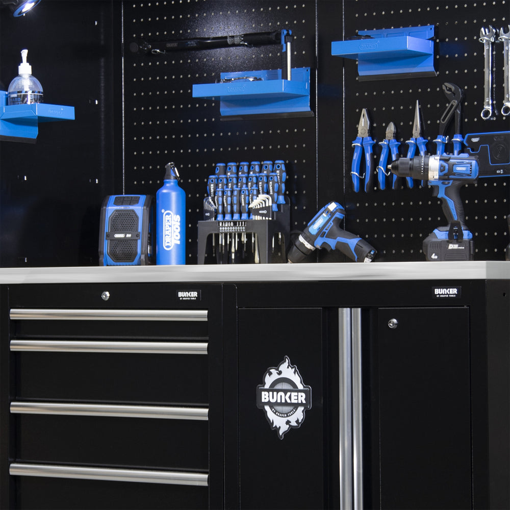 BUNKER 11 Piece Modular Storage Combo with Stainless Steel Worktop, 1960mm