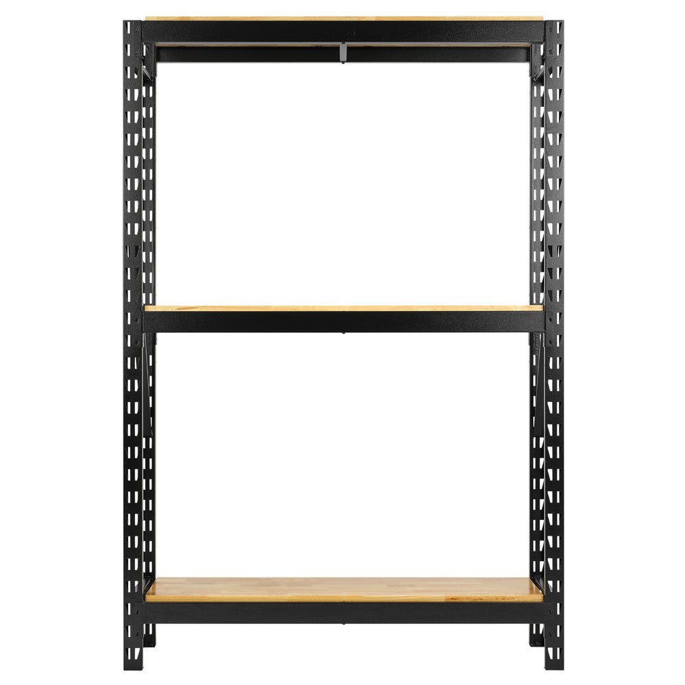 BUNKER modulair opbergrek met hardhouten schappen, 3 niveaus, 14-delig, 1500 mm