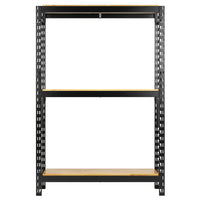 BUNKER modulair opbergrek met hardhouten schappen, 3 niveaus, 14-delig, 1500 mm