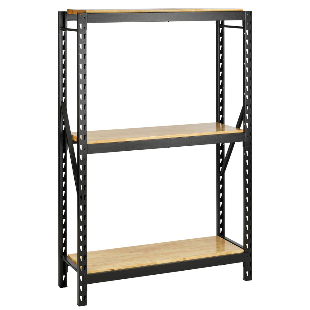 BUNKER modulair opbergrek met hardhouten schappen, 3 niveaus, 14-delig, 1500 mm