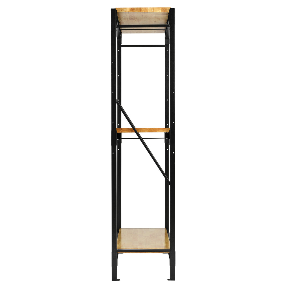 BUNKER modulair opbergrek met hardhouten schappen, 3 niveaus, 14-delig, 1500 mm