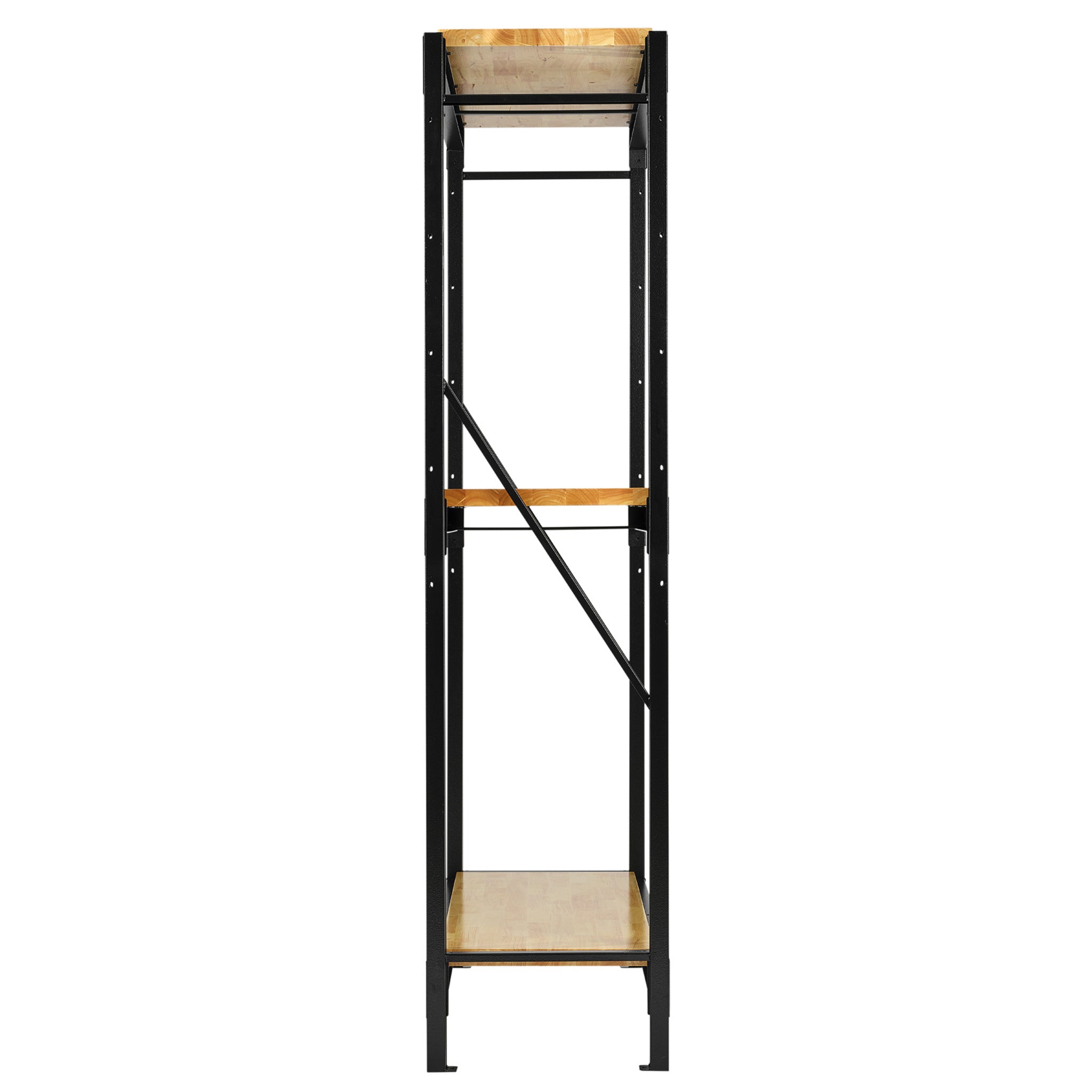 BUNKER modulair opbergrek met hardhouten schappen, 3 niveaus, 14-delig, 1500 mm