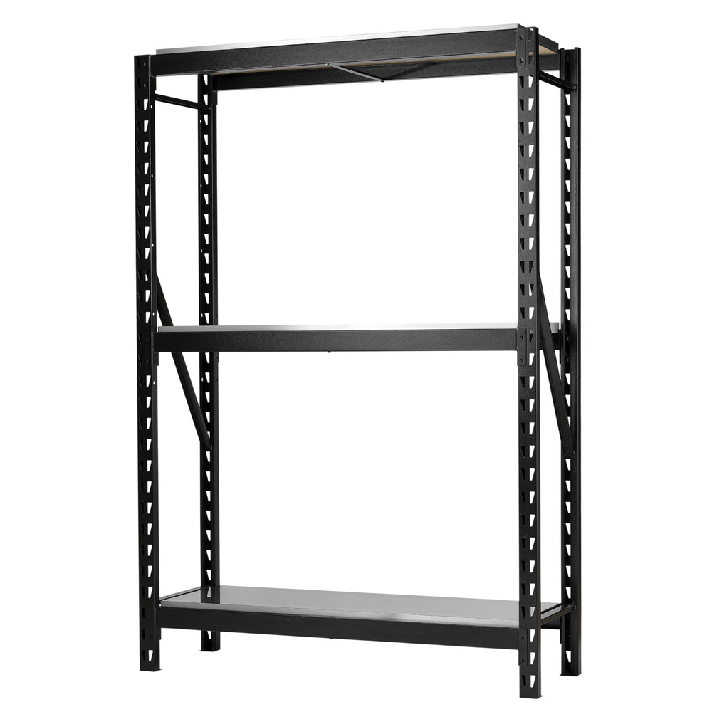 BUNKER modulair opbergrek met hardhouten schappen, 3 niveaus, 14-delig, 1500 mm