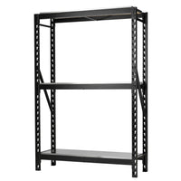 BUNKER modulair opbergrek met hardhouten schappen, 3 niveaus, 14-delig, 1500 mm