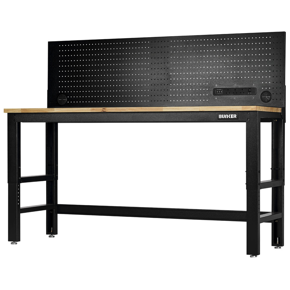 BUNKER® Workbench with Worktop and Power Pegboard, 1830mm
