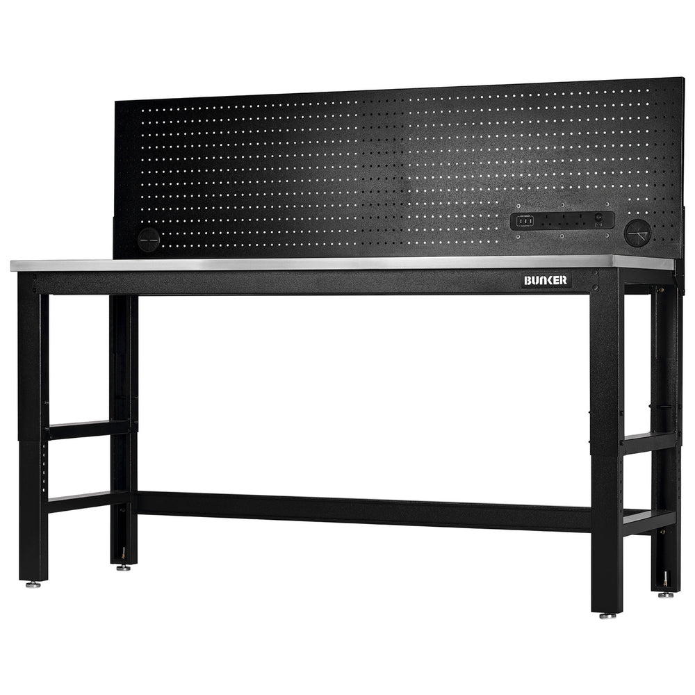 BUNKER® Workbench with Worktop and Power Pegboard, 1830mm