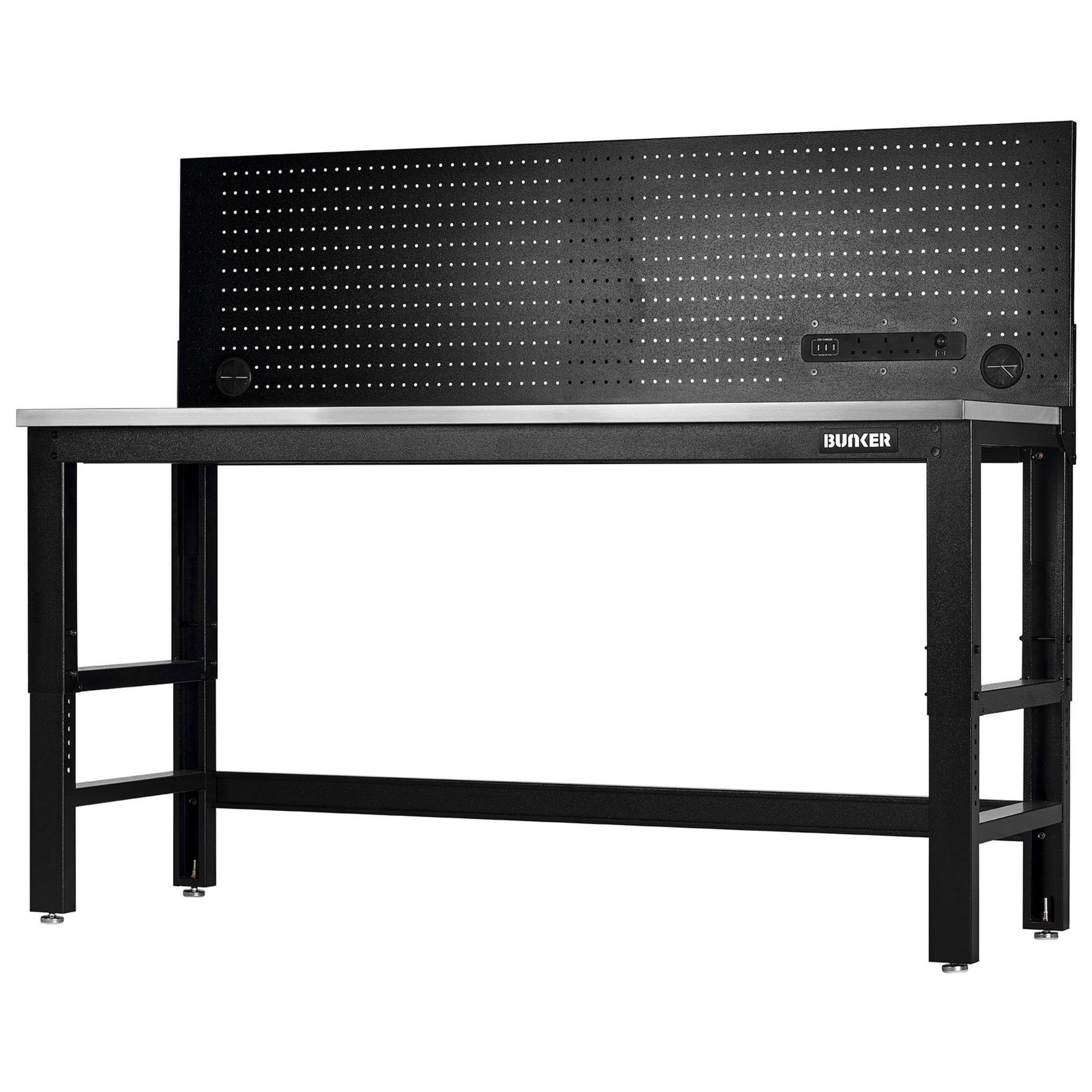 BUNKER® Workbench with Worktop and Power Pegboard, 1830mm