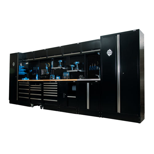BUNKER 25 Piece Modular Storage Combo with Sink and Stainless Steel Worktop, 4915mm