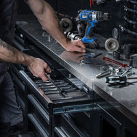 BUNKER modulaire opbergcombinatie met spoelbak en roestvrijstalen werkblad, 25-delig, 4915 mm