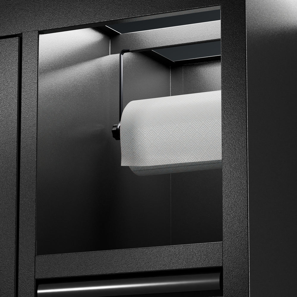BUNKER modulaire opbergcombinatie met spoelbak en roestvrijstalen werkblad, 25-delig, 4915 mm