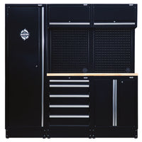 BUNKER modulaire opbergcombinatie met hardhouten werkblad, 11-delig, 1960 mm