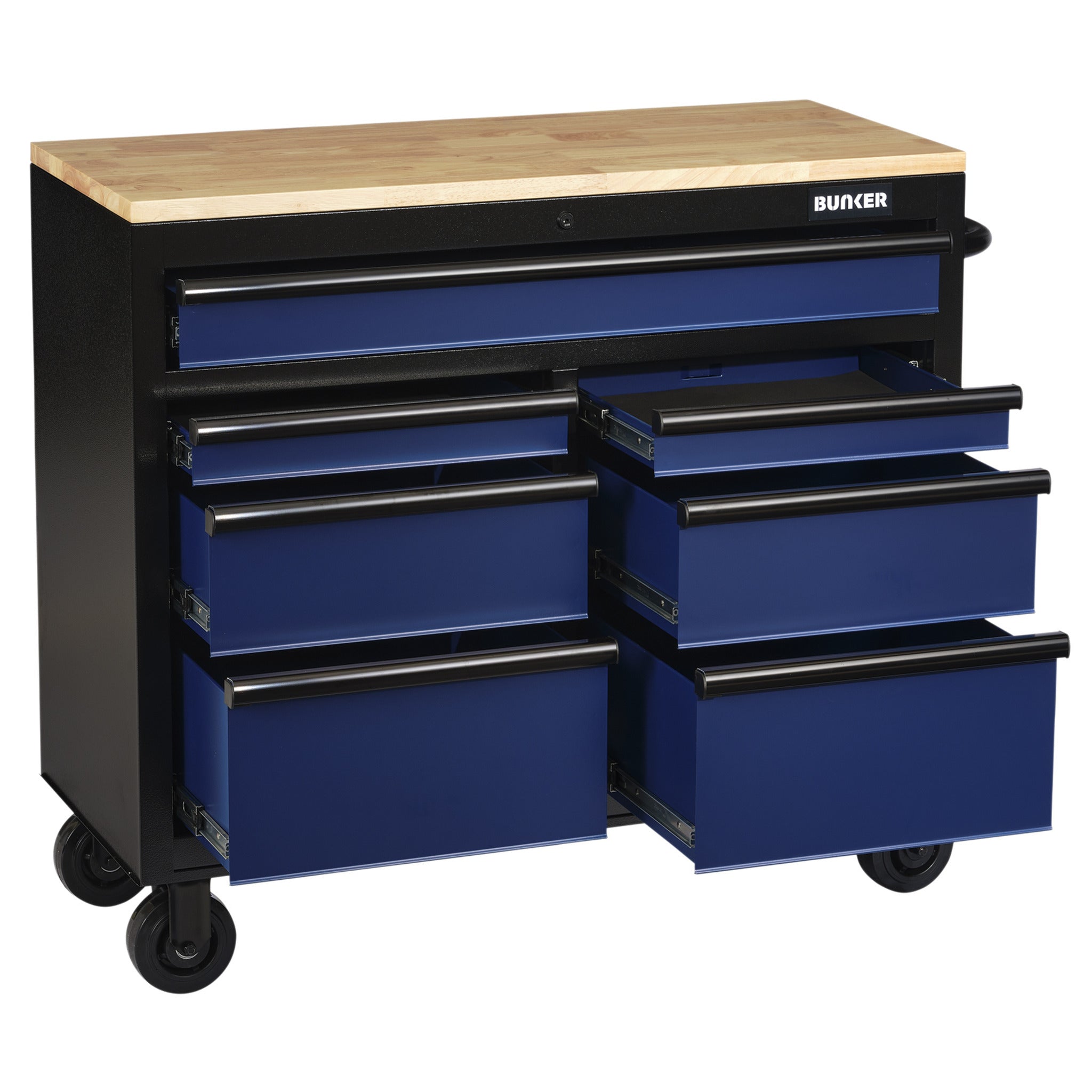 BUNKER gereedschapswagen/werkbank met 7 laden, 86 cm, blauw