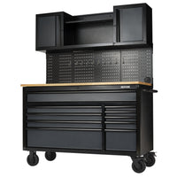 BUNKER werkstation met werkblad en 10 laden, 142 cm, grijs