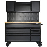BUNKER werkstation met werkblad en 10 laden, 142 cm, grijs