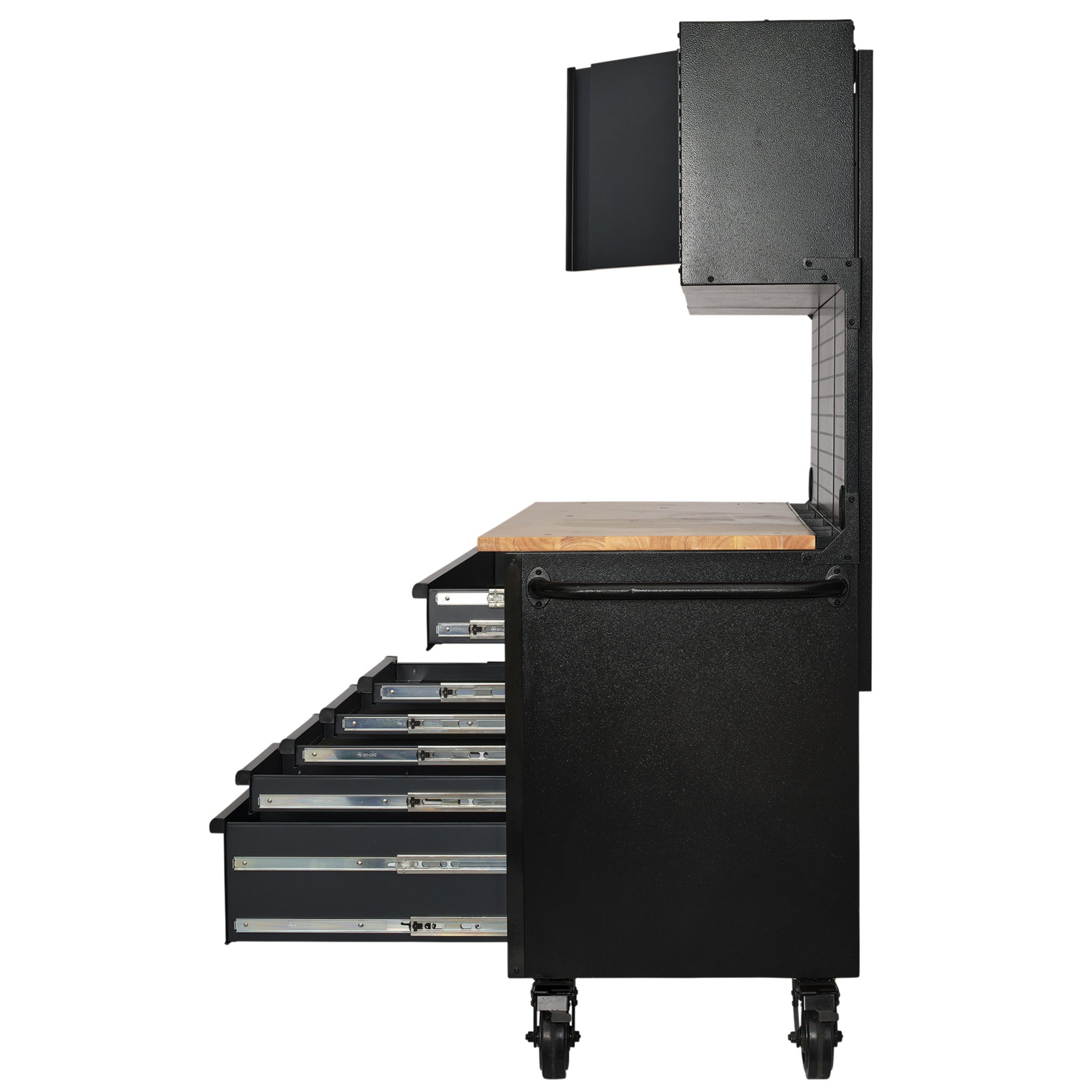 BUNKER werkstation met werkblad en 10 laden, 142 cm, grijs