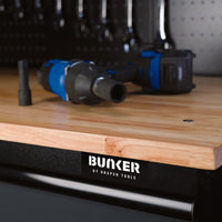 BUNKER werkstation met werkblad en 10 laden, 142 cm, grijs