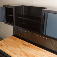 BUNKER werkstation met werkblad en 10 laden, 142 cm, grijs