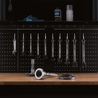 BUNKER werkstation met werkblad en 10 laden, 142 cm, grijs
