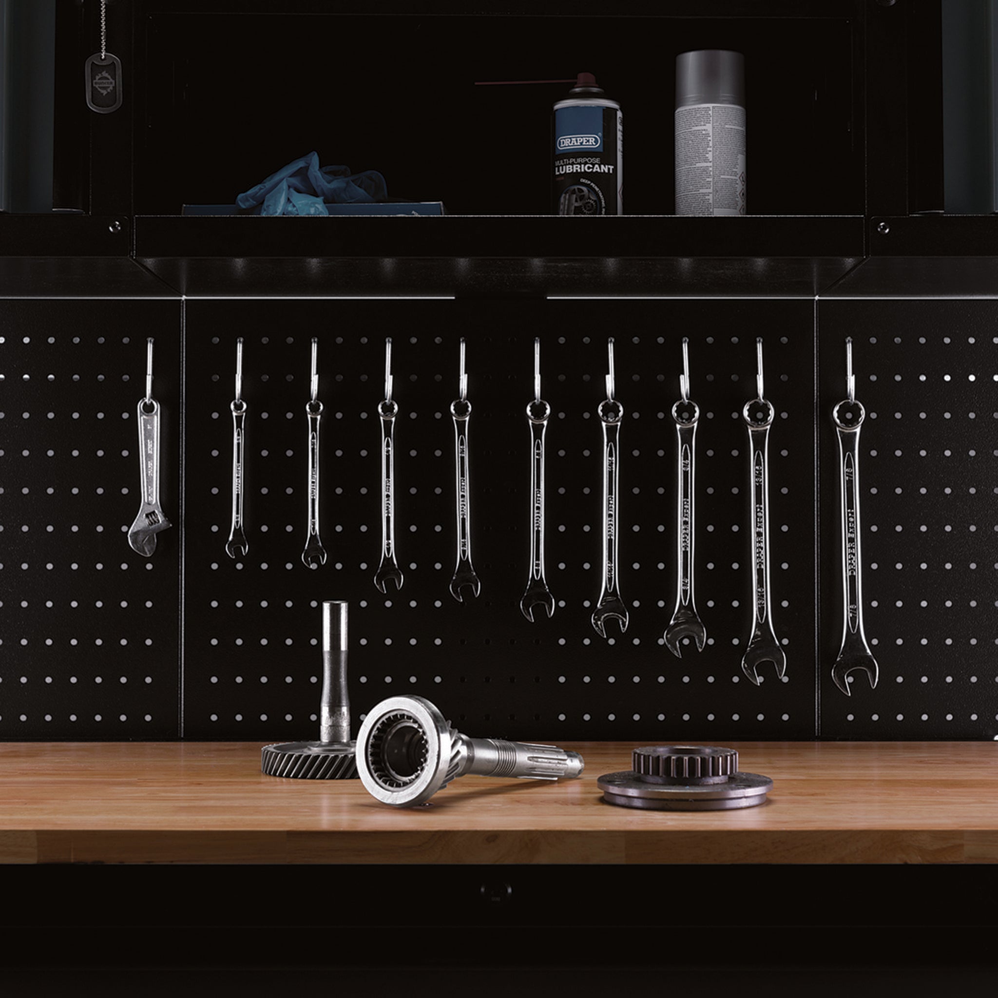 BUNKER werkstation met werkblad en 10 laden, 142 cm, grijs