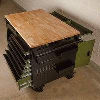 BUNKER multifunctionele gereedschapswagen/werkbank met 14 laden, 122 cm, grijs