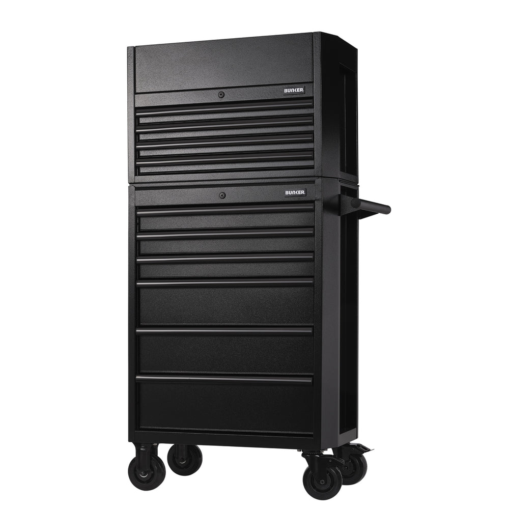 BUNKER 10 Drawer Combined Roller Cabinet and Tool Chest, 26", Black
