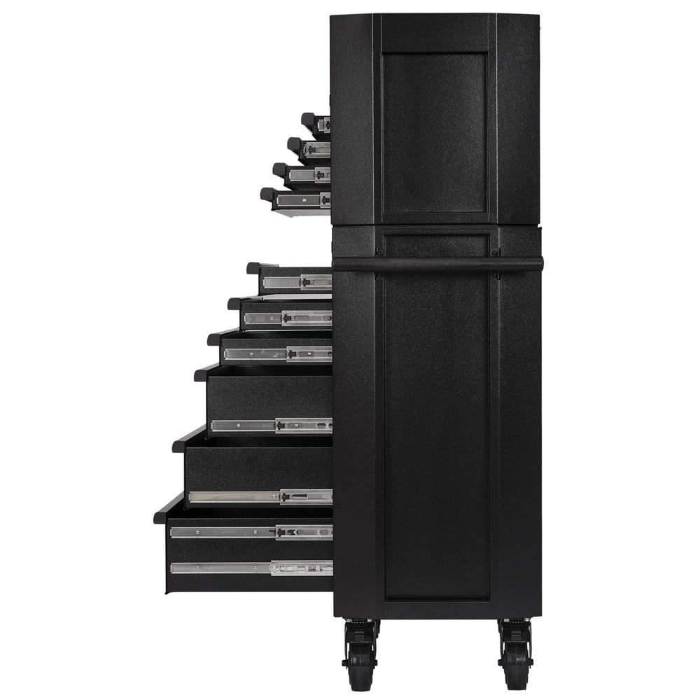 BUNKER gereedschapswagen met topkoffer, 10 laden, 66 cm, zwart