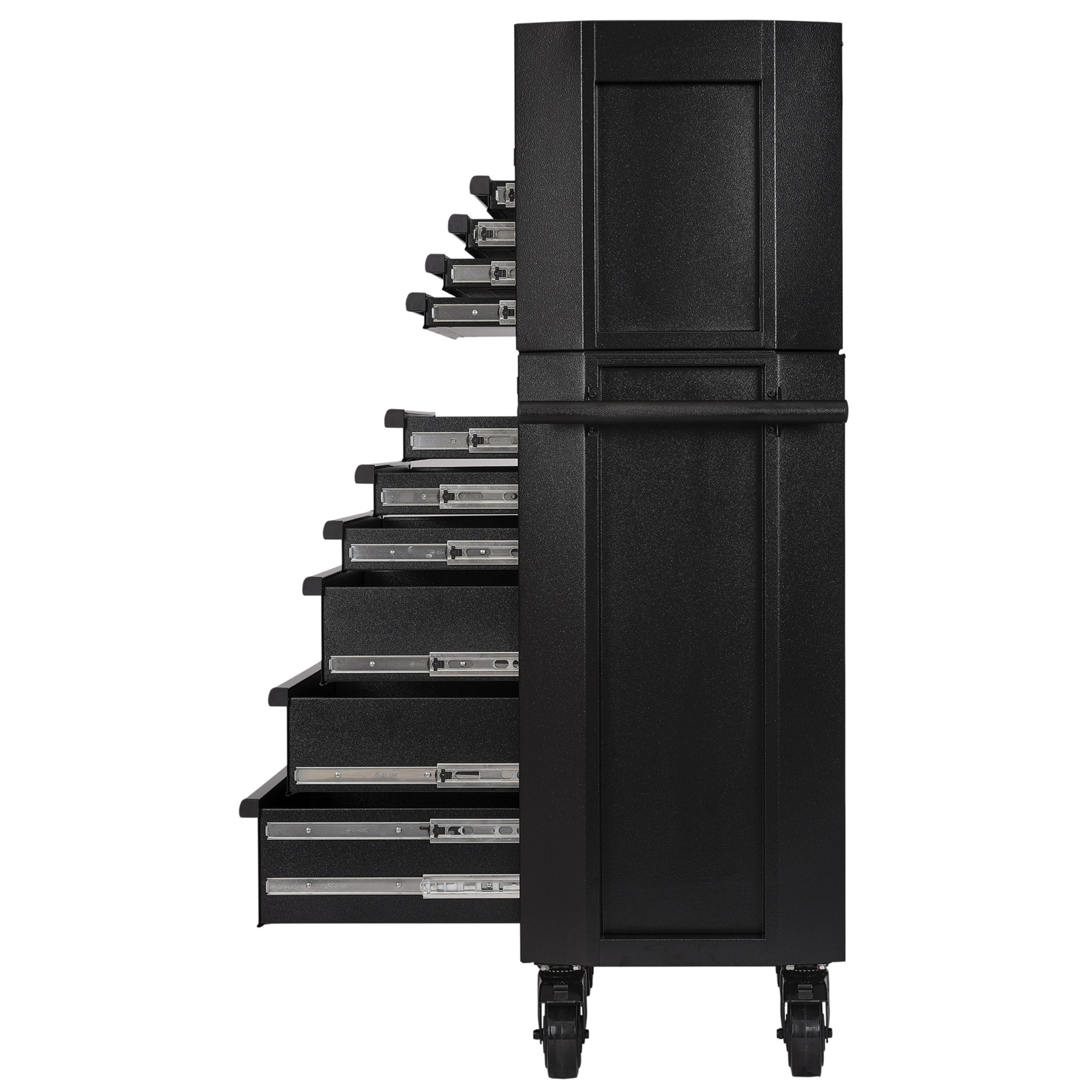 BUNKER gereedschapswagen met topkoffer, 10 laden, 66 cm, zwart