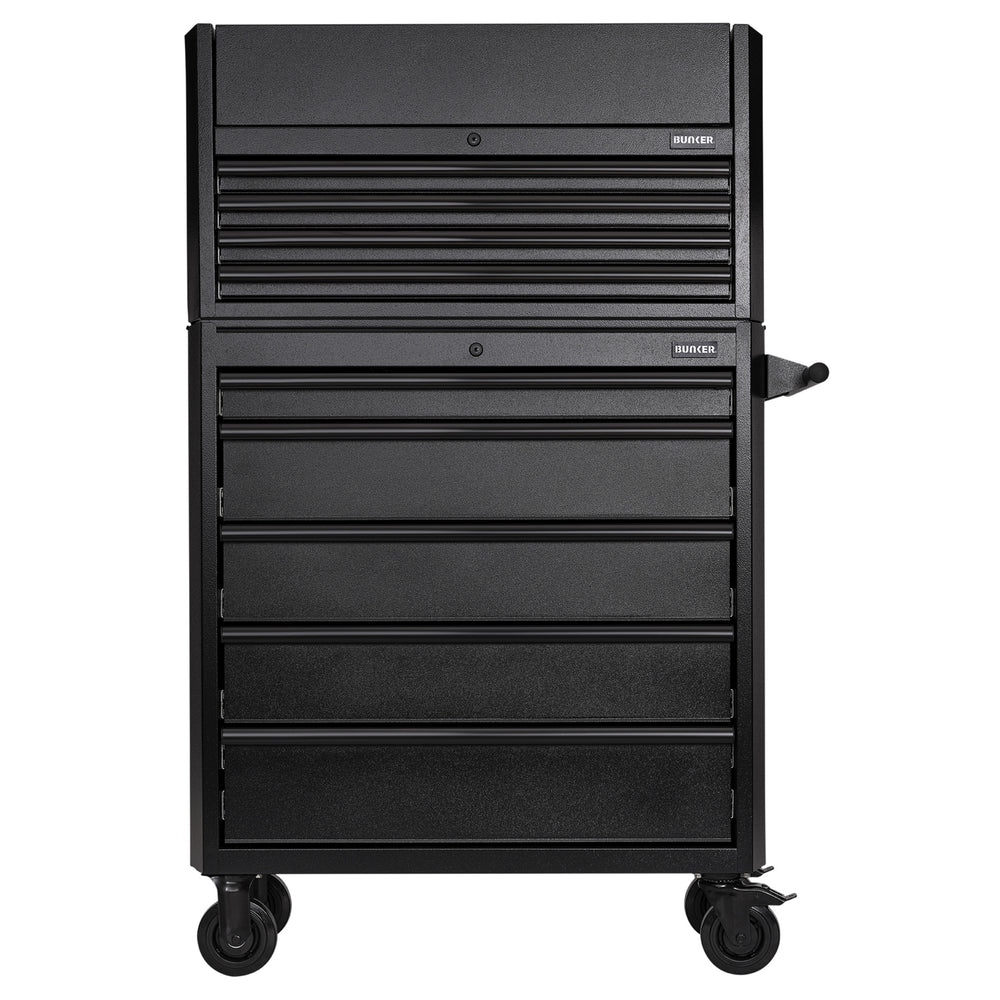 BUNKER 9 Drawer Combined Roller Cabinet and Tool Chest, 36", Black