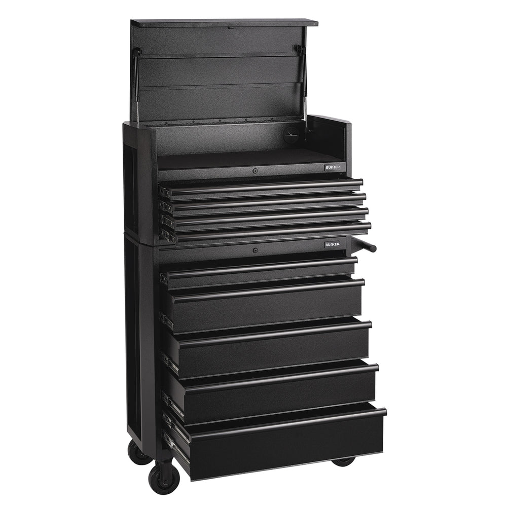 BUNKER 9 Drawer Combined Roller Cabinet and Tool Chest, 36", Black