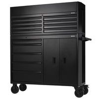 BUNKER gereedschapswagen met topkoffer, 13 laden, 131 cm, blauw